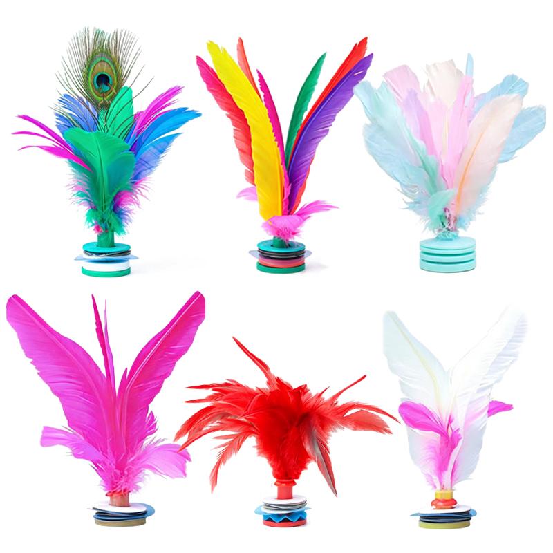 Feather Shuttlecock - Kolorowy lotek Jianzi z piórami, tradycyjny