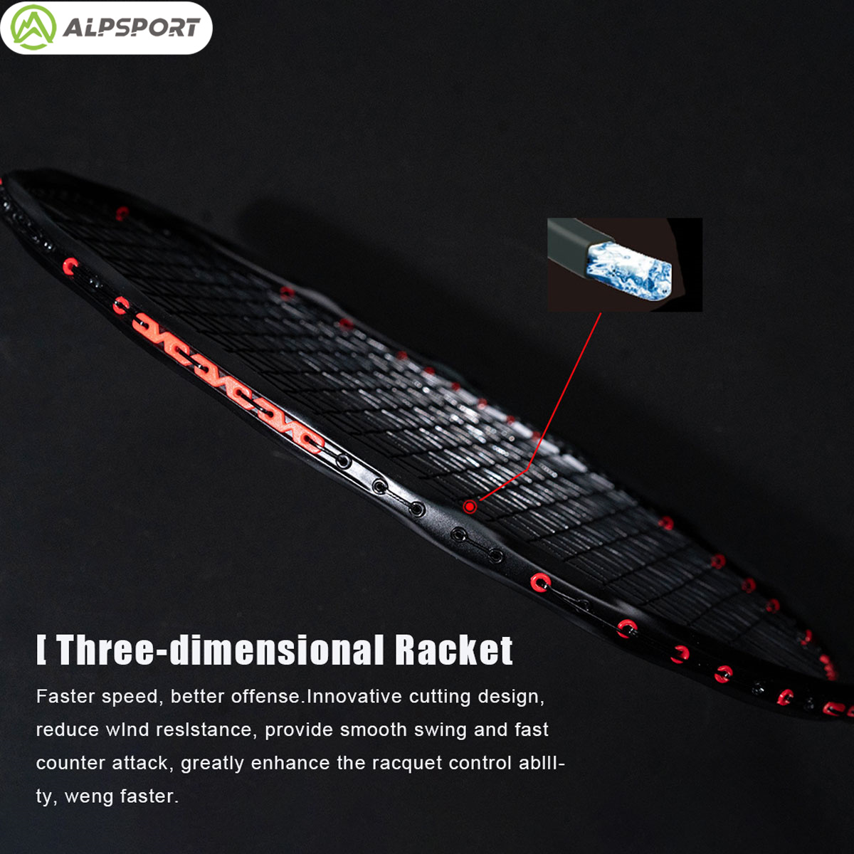 Alpsport MH-V5 5U 75g Faliste  – Badminton Racket Carbon recenzja i cena