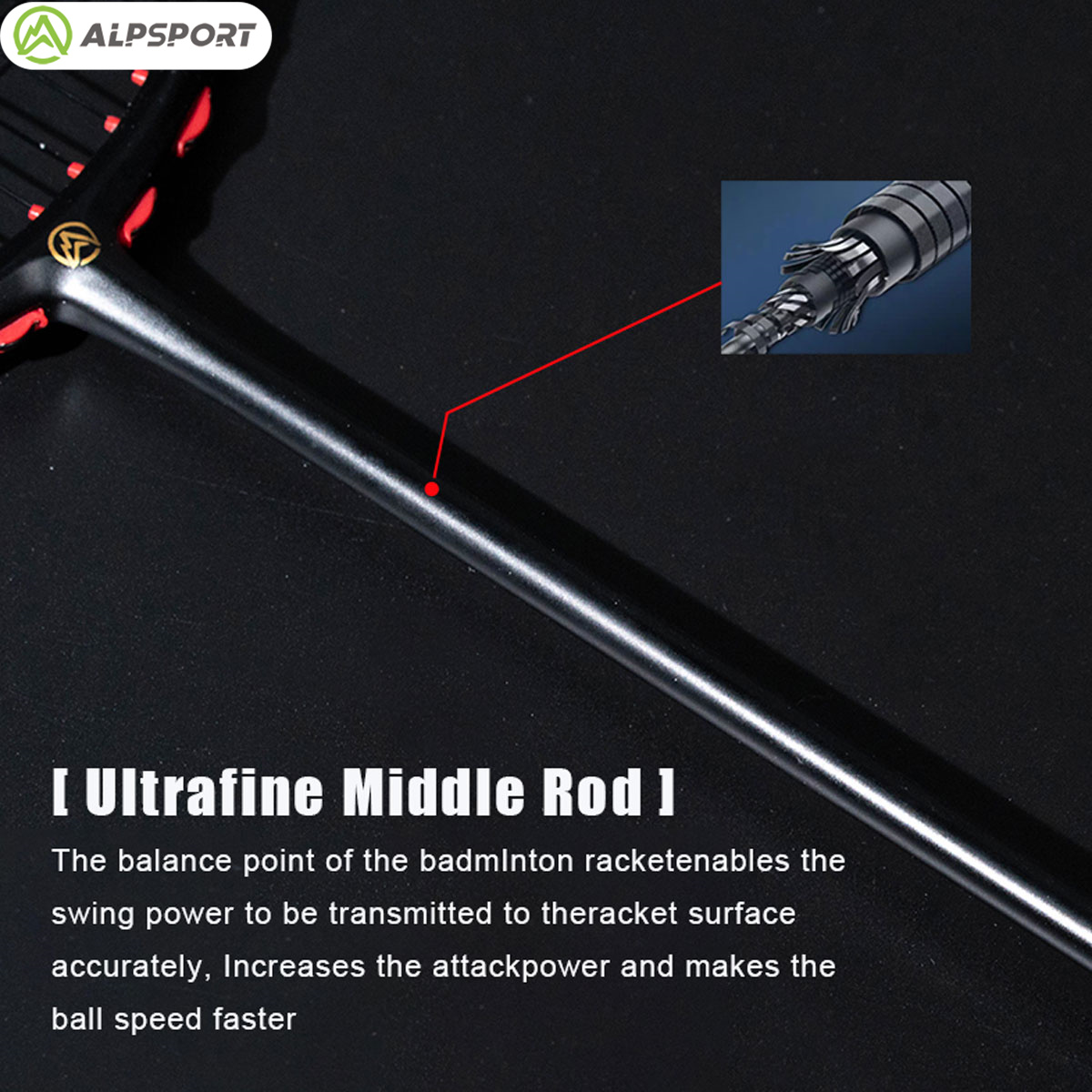 Alpsport MH-V5 5U 75g Faliste  – Badminton Racket Carbon recenzja i cena